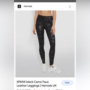 Spanx, size M, black camo leggings, faux leather, long leggings